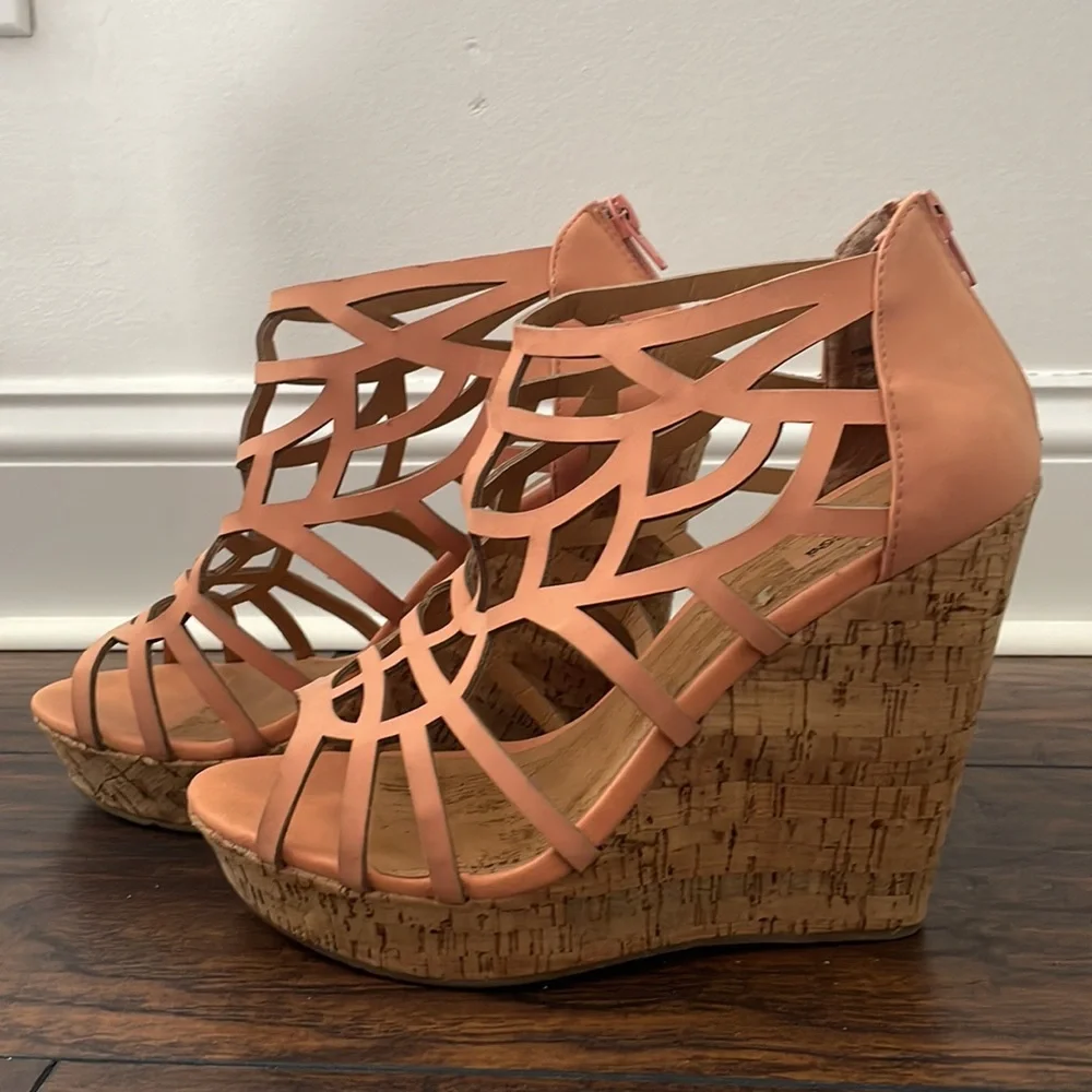 Cork style wedge sandals size 9